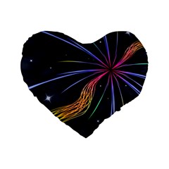 Stars Space Firework Burst Light Standard 16  Premium Flano Heart Shape Cushions by HermanTelo