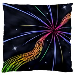 Stars Space Firework Burst Light Large Flano Cushion Case (one Side)