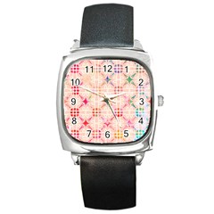 Watercolour Watercolor Paint Ink Square Metal Watch