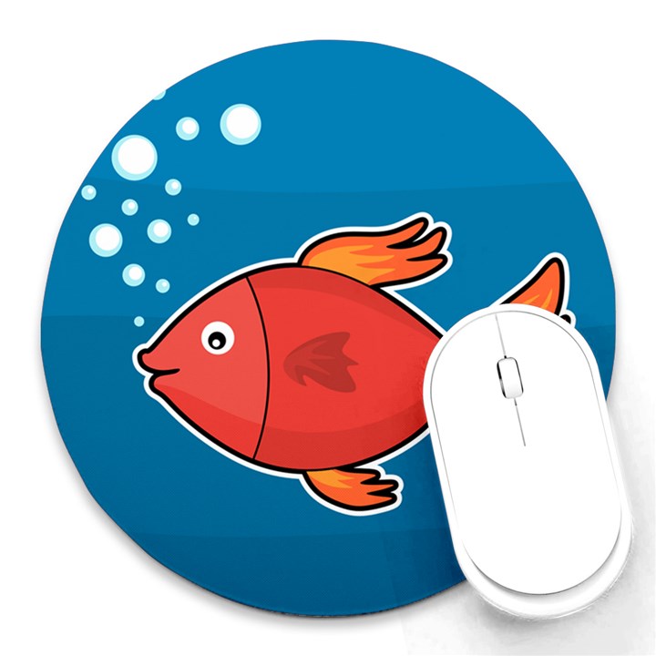 Sketch Nature Water Fish Cute Round Mousepads