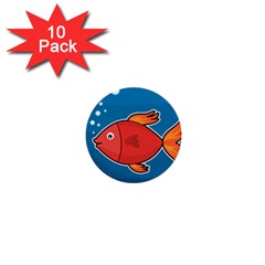 Sketch Nature Water Fish Cute 1  Mini Buttons (10 Pack)  by HermanTelo