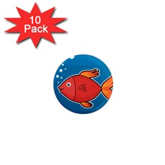 Sketch Nature Water Fish Cute 1  Mini Magnet (10 Pack)  by HermanTelo