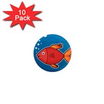 Sketch Nature Water Fish Cute 1  Mini Magnet (10 pack)  Front