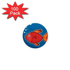 Sketch Nature Water Fish Cute 1  Mini Buttons (100 Pack)  by HermanTelo