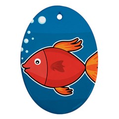 Sketch Nature Water Fish Cute Oval Ornament (two Sides)