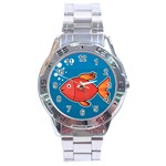 Sketch Nature Water Fish Cute Stainless Steel Analogue Watch Front