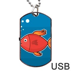 Sketch Nature Water Fish Cute Dog Tag Usb Flash (two Sides)