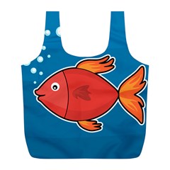 Sketch Nature Water Fish Cute Full Print Recycle Bag (l)