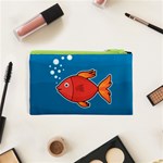 Sketch Nature Water Fish Cute Cosmetic Bag (XS) Back