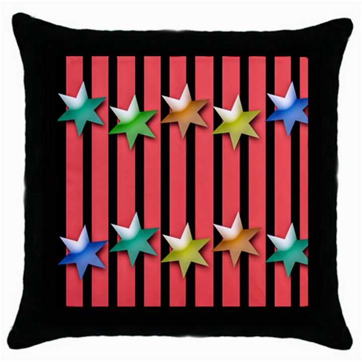 Star Christmas Greeting Throw Pillow Case (Black)