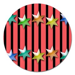 Star Christmas Greeting Magnet 5  (round) by HermanTelo