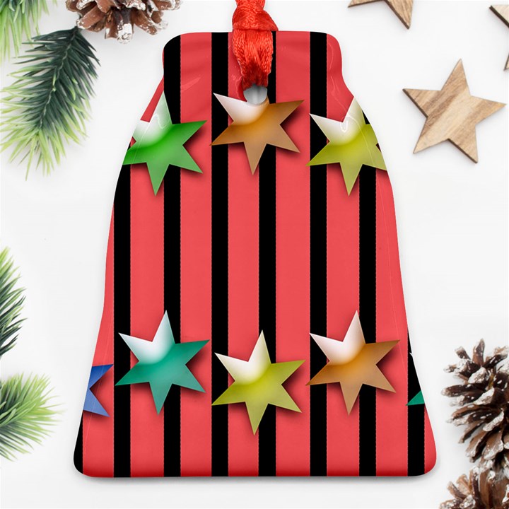 Star Christmas Greeting Bell Ornament (Two Sides)