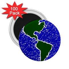 Globe Drawing Earth Ocean 2 25  Magnets (100 Pack)  by HermanTelo