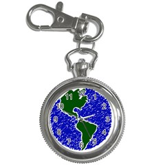 Globe Drawing Earth Ocean Key Chain Watches by HermanTelo