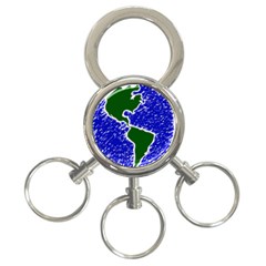 Globe Drawing Earth Ocean 3-ring Key Chains by HermanTelo