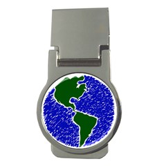 Globe Drawing Earth Ocean Money Clips (round)  by HermanTelo