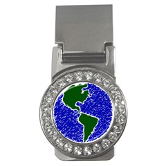 Globe Drawing Earth Ocean Money Clips (cz)  by HermanTelo