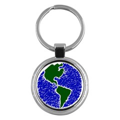 Globe Drawing Earth Ocean Key Chains (round)  by HermanTelo