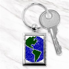 Globe Drawing Earth Ocean Key Chains (rectangle)  by HermanTelo