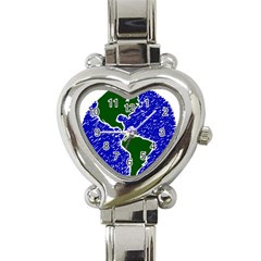 Globe Drawing Earth Ocean Heart Italian Charm Watch