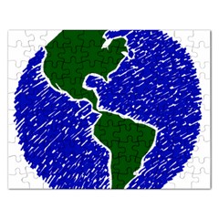 Globe Drawing Earth Ocean Rectangular Jigsaw Puzzl by HermanTelo