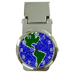 Globe Drawing Earth Ocean Money Clip Watches