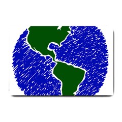 Globe Drawing Earth Ocean Small Doormat 