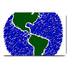 Globe Drawing Earth Ocean Large Doormat  by HermanTelo