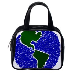 Globe Drawing Earth Ocean Classic Handbag (one Side) by HermanTelo