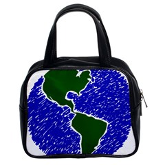 Globe Drawing Earth Ocean Classic Handbag (two Sides) by HermanTelo