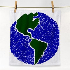 Globe Drawing Earth Ocean Face Towel