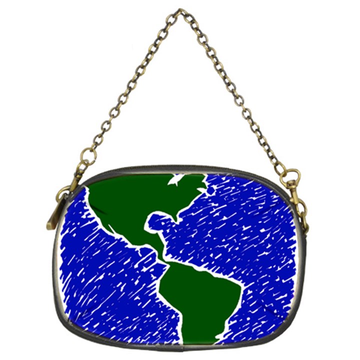 Globe Drawing Earth Ocean Chain Purse (Two Sides)