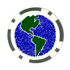 Globe Drawing Earth Ocean Poker Chip Card Guard (10 Pack)