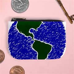 Globe Drawing Earth Ocean Mini Coin Purse