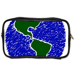 Globe Drawing Earth Ocean Toiletries Bag (one Side) by HermanTelo