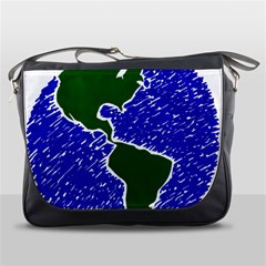 Globe Drawing Earth Ocean Messenger Bag