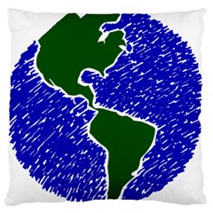 Globe Drawing Earth Ocean Large Cushion Case (one Side) by HermanTelo