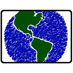 Globe Drawing Earth Ocean Double Sided Fleece Blanket (large) 