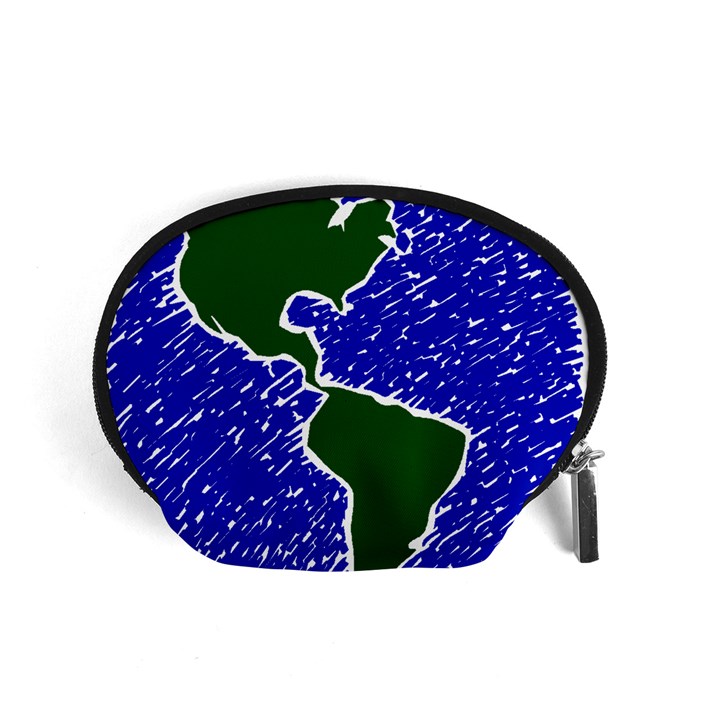 Globe Drawing Earth Ocean Accessory Pouch (Small)