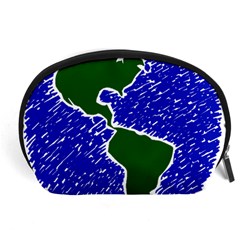 Globe Drawing Earth Ocean Accessory Pouch (large)