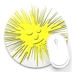 Smilie Sun Emoticon Yellow Cheeky Round Mousepads by HermanTelo