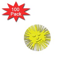 Smilie Sun Emoticon Yellow Cheeky 1  Mini Buttons (100 Pack)  by HermanTelo