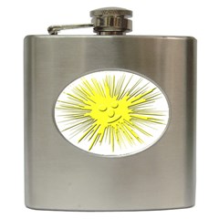 Smilie Sun Emoticon Yellow Cheeky Hip Flask (6 Oz)