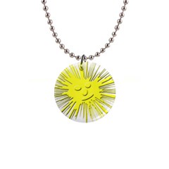 Smilie Sun Emoticon Yellow Cheeky 1  Button Necklace