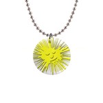 Smilie Sun Emoticon Yellow Cheeky 1  Button Necklace Front