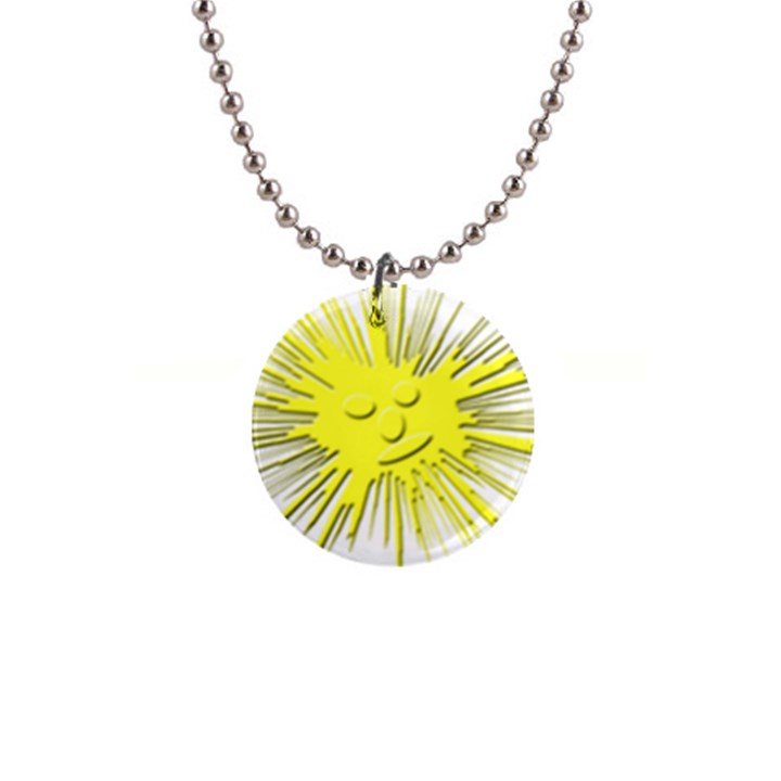 Smilie Sun Emoticon Yellow Cheeky 1  Button Necklace