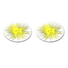 Smilie Sun Emoticon Yellow Cheeky Cufflinks (oval) by HermanTelo