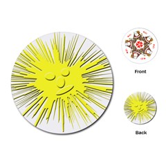 Smilie Sun Emoticon Yellow Cheeky Playing Cards (round) by HermanTelo