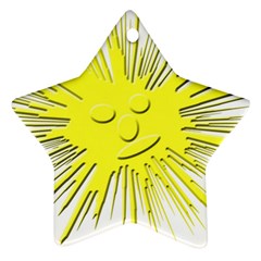 Smilie Sun Emoticon Yellow Cheeky Star Ornament (two Sides) by HermanTelo