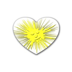 Smilie Sun Emoticon Yellow Cheeky Rubber Coaster (heart) 